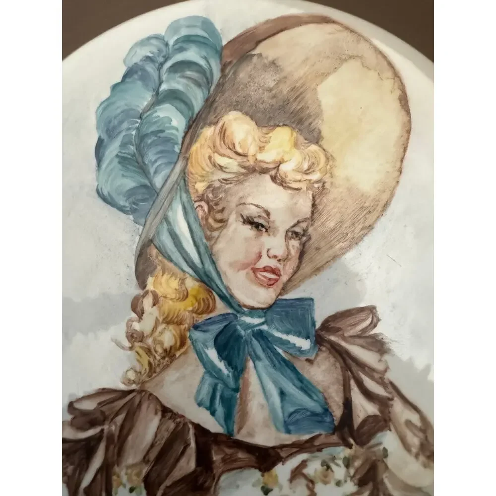 Vintage 1950s Hand Painted Lady Plate by Helen Burke 10.5”